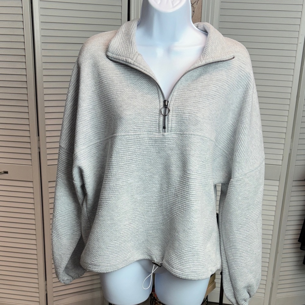 Gray Quarter-Zip Pullover Sweater
